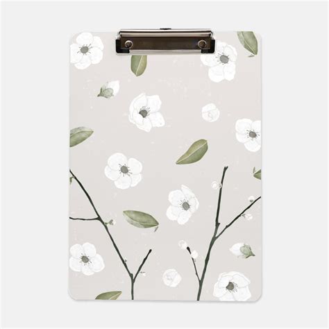 Plum Blossom Floral Clipboard Aesthetic Watercolor Flowers Etsy