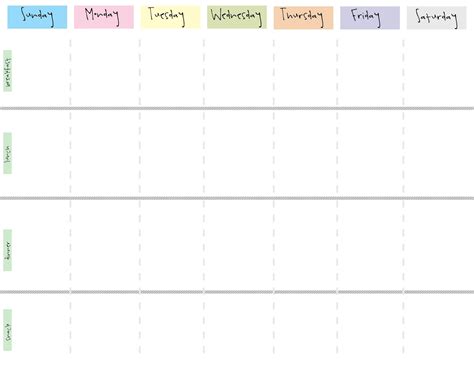 Cute Weekly Schedule Template Free Aiza Ford