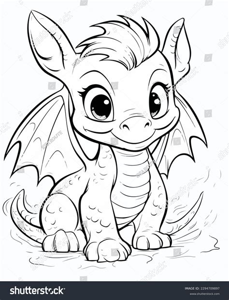 Baby Dragon Coloring Book Art Dragon Stock Vector Royalty Free