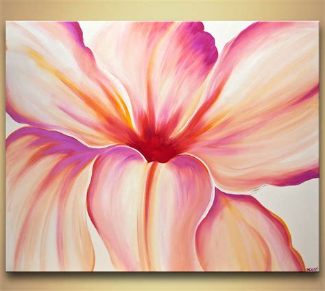 Painting For Sale White Pink Flower Modern Art Home