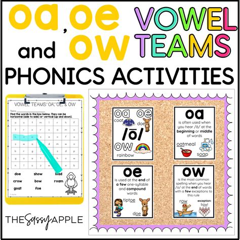 Oa Oe Ow Worksheets Activities Long O Vowel Teams Shop The Sassy Apple