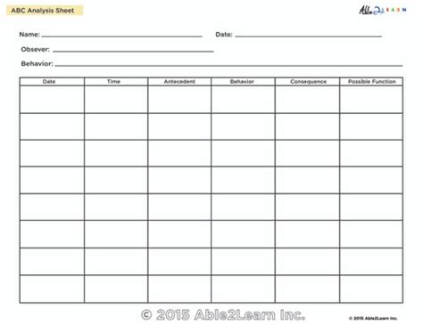 Aba Behavior Chart Printable