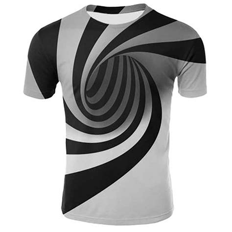 3d Digital Printed Space Swirl Pattern Men S T Shirt Gray