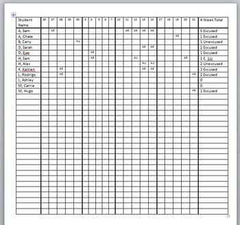 Student Attendance Sheet by Ally Alexsonshk | Teachers Pay Teachers
