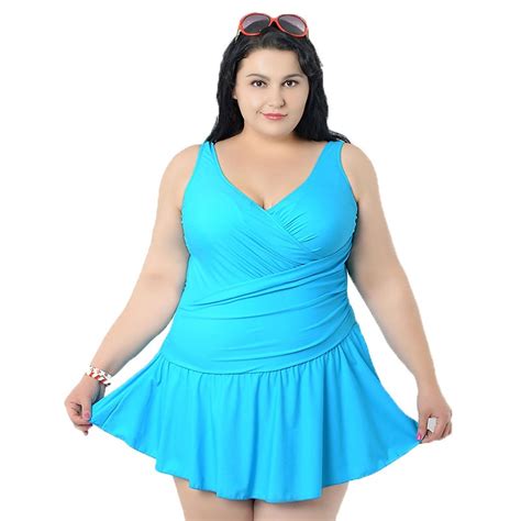 2016 Women Fat Swimwear Plus Size One Piece Swimsuit Dress Style Summer
