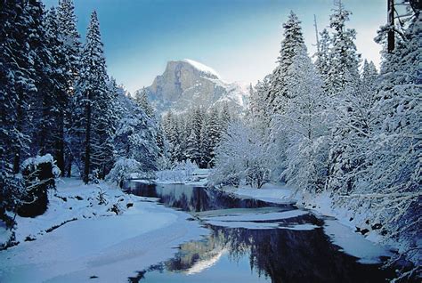 Yosemite In Winter Half Dome Pine Mountain Lake