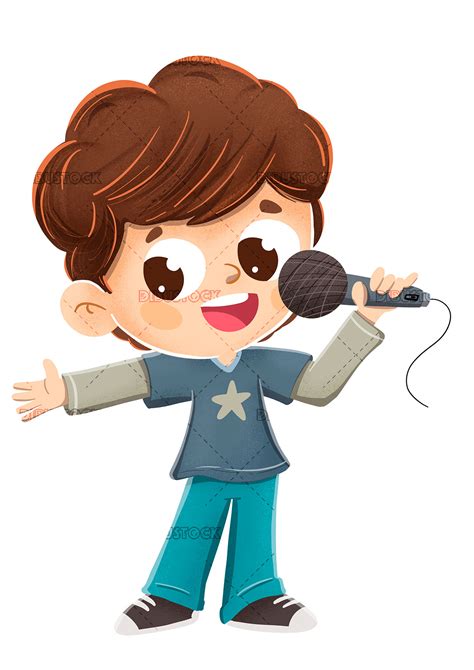Child Singing With A Microphone Or Making A Presenting Dibustock