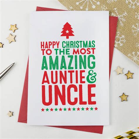 Amazing Aunt And Uncle Christmas Card By A Is For Alphabet