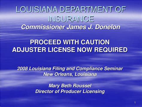 The officials listed in this section enforce these laws. PPT - LOUISIANA DEPARTMENT OF INSURANCE PowerPoint Presentation, free download - ID:145612