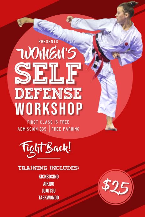 Womens Self Defence Class Poster Template Postermywall