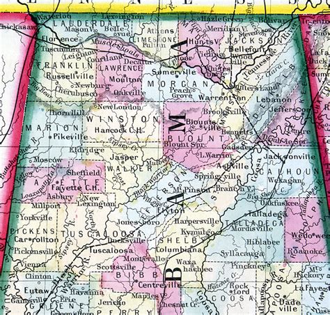 County Map Of Georgia And Alabama C 1862 Mitchell M 13791 000