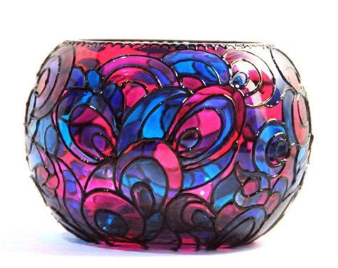 Hand Painted Glass Bowl By Coloredglassbyolia On Etsy 6400 Home