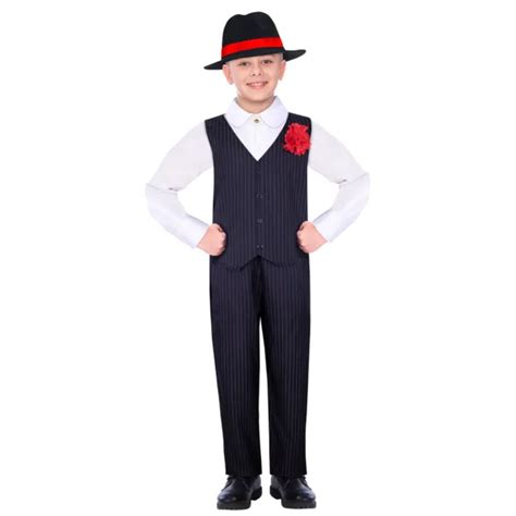 Kids Gangster Boy Pinstripe Costume 1920s Mafia Mobster Book Week Fancy