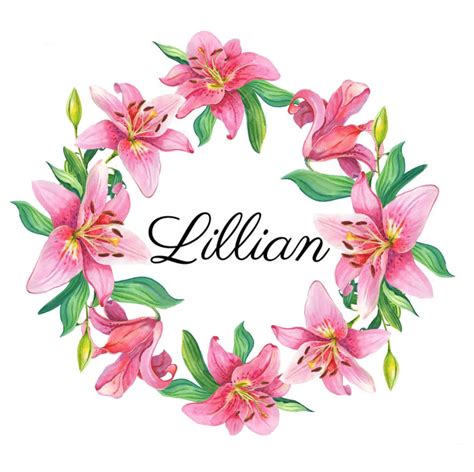 Girls Name In Floral Wreath Lillian Lillian Lil Lee En English The