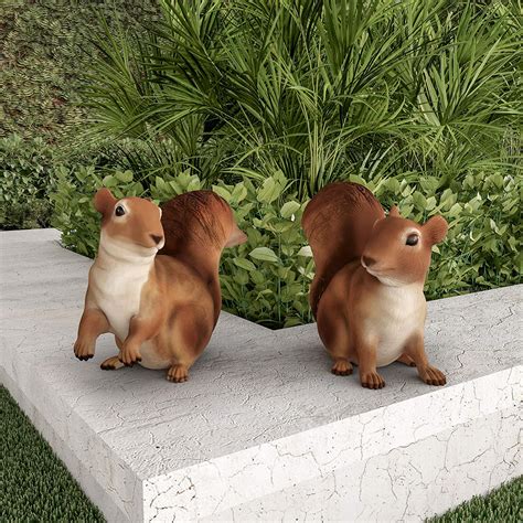 Squirrel Statues Resin Outdoor Animal Decor Yard Garden Patio Landscape