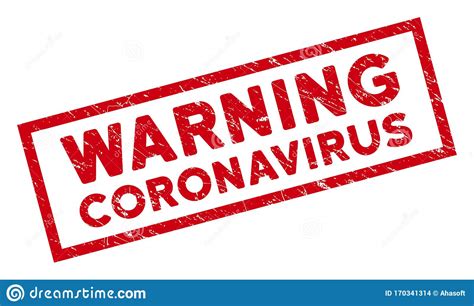 Framed Grunge Warning Coronavirus Rectangle Stamp Stock Vector