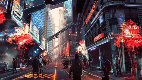 Download Explore The Cyberpunk Inspired Cityscape Wallpaper