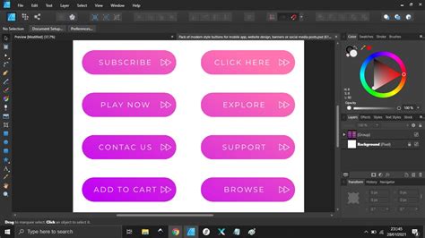 Free Pack Of Modern Style Buttons For Mobile App Website Design