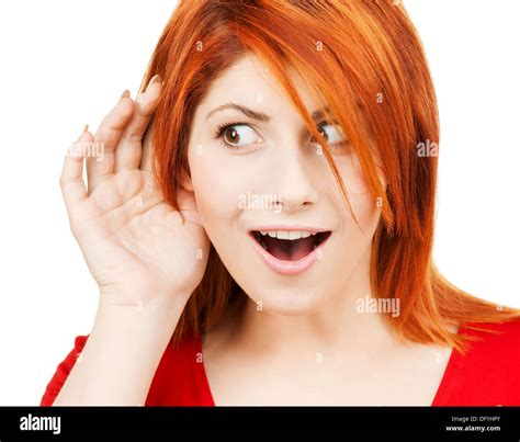 Happy Woman Listening Gossip Stock Photo Alamy