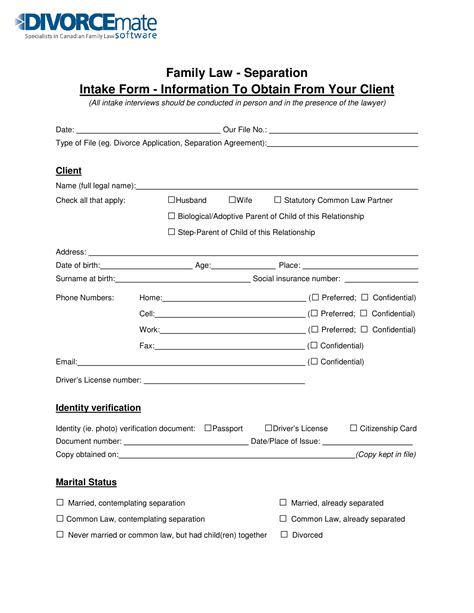 Law Firm Client Intake Form Template