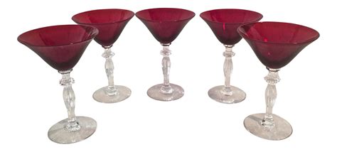 1970s Mid Century Ruby Martini Glasses Set Of 5 On Martini Glasses Martini