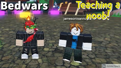 Teaching A Noob On Roblox Bedwars Youtube