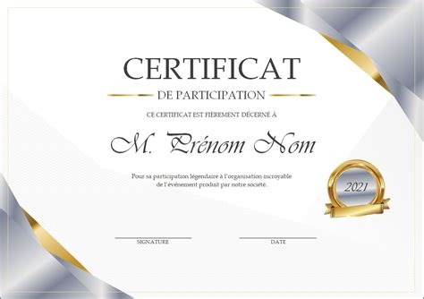 Certificat De Participation Certificado De Do De Participacao Modelo