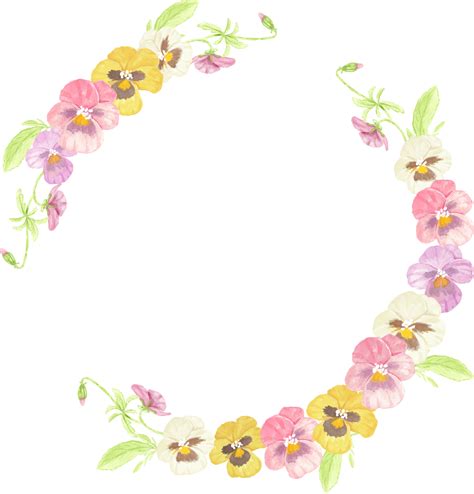 Watercolor Colorful Pansy Flower Wreath Frame 13490192 Png