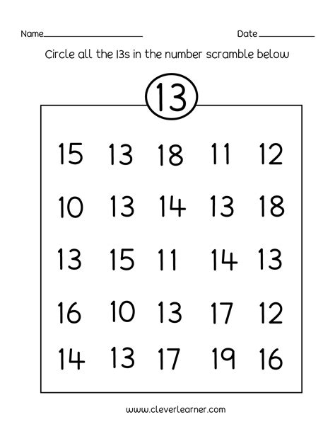 Preschool Numbers 13 &14 Worksheets