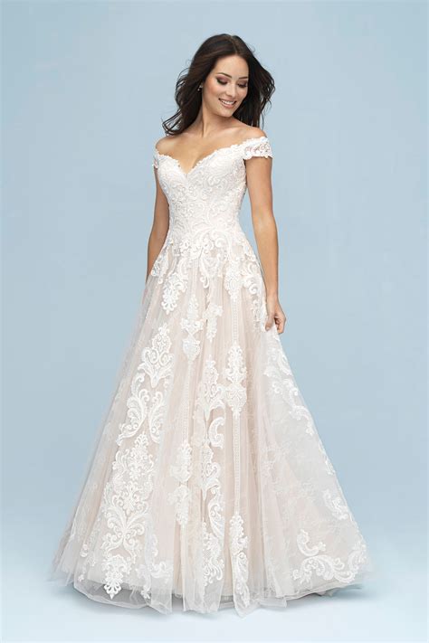 9619 Allure Bridals Scrolling Embroidery Wedding Dress