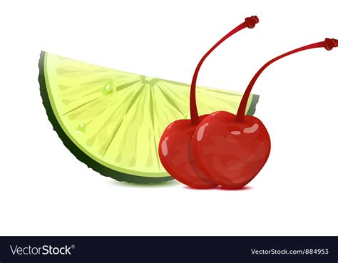 Lime And Cherry Royalty Free Vector Image Vectorstock