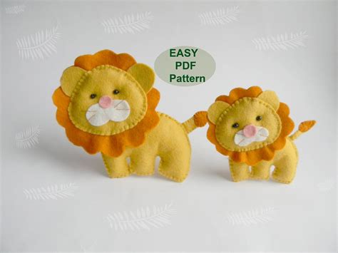 Lion Stuffed Animal Pdf Pattern Felt Hand Sewing Lion Plushie Etsy