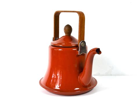 Burnt Orange Enamel Tea Kettlerustcopper Color Enameled