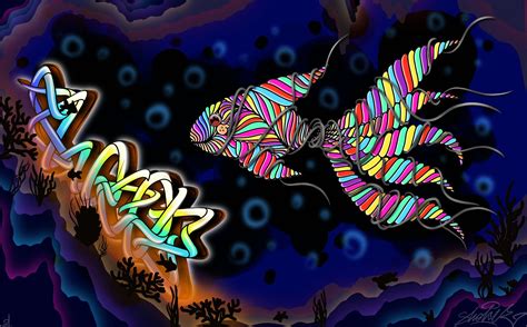 Artstation Shoker Style Colorful Fish Graffiti Art