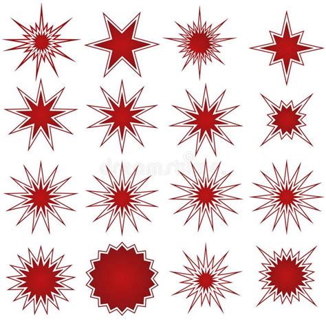 Set Of 16 Starburst Shapes Red Set Of 16 Different Starburst Designs
