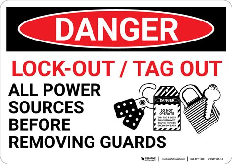 Danger Lock Out Tag Out Sign With Graphic Wall Sign Creative