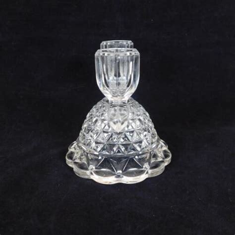 Set 2 Imperial Glass Ohio Laced Edge Clear Double Candlestick Holders