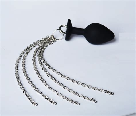 set of chain anal plug and nipple nooses non piercing nipple dangles black butt plug with