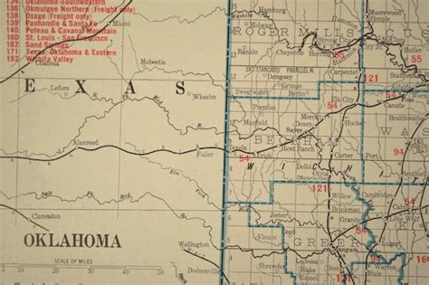 Oklahoma Railroad Map Large Map Oklahoma Wall Art