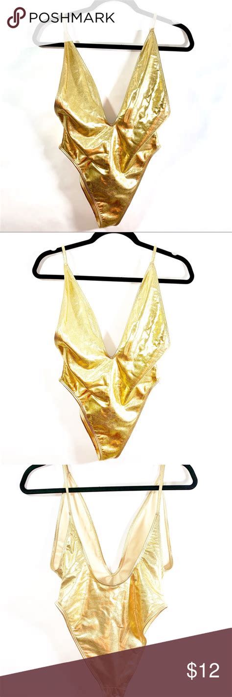 Forever 21 • Gold Metallic Swim Suit • Size Medium Clothes Design