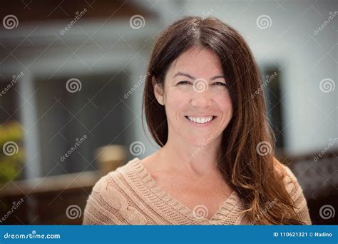Mature Woman Smiling Outside Stock Image Image Of Cheerful Mature