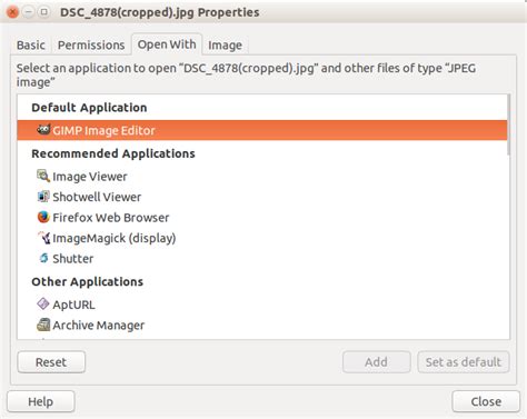Gimp How To Set Default Program To Open Specific File Type Ask Ubuntu