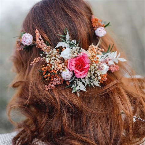 Boho Flower Headpiece Wedding Hair Vine Peony Headpiece Natural Weddin