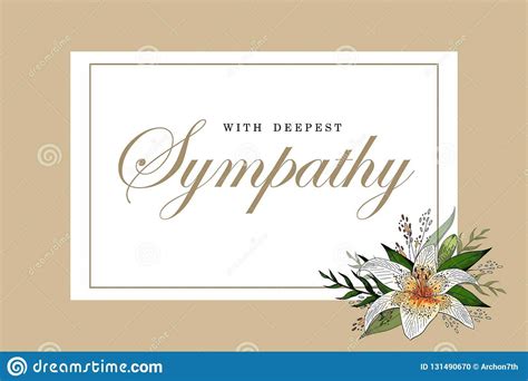 Condolences Sympathy Card Floral Lily Bouquet And Lettering With Sympathy Card Template Great