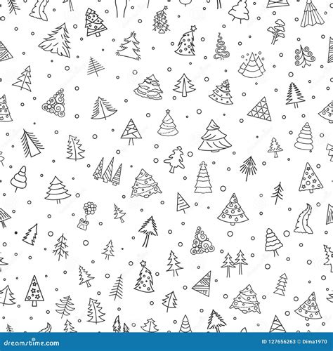 Christmas Tree Seamless Pattern Flat Design Stock Vector