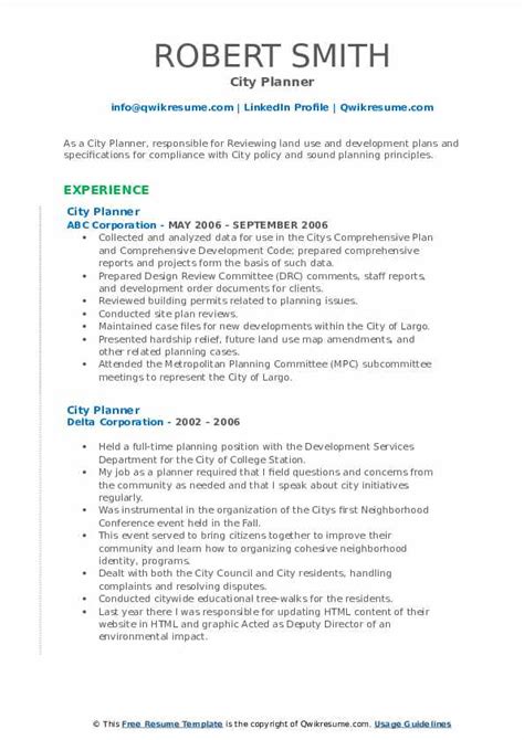 Teaching, assistant, academic, or research. City Planner Resume Samples | QwikResume