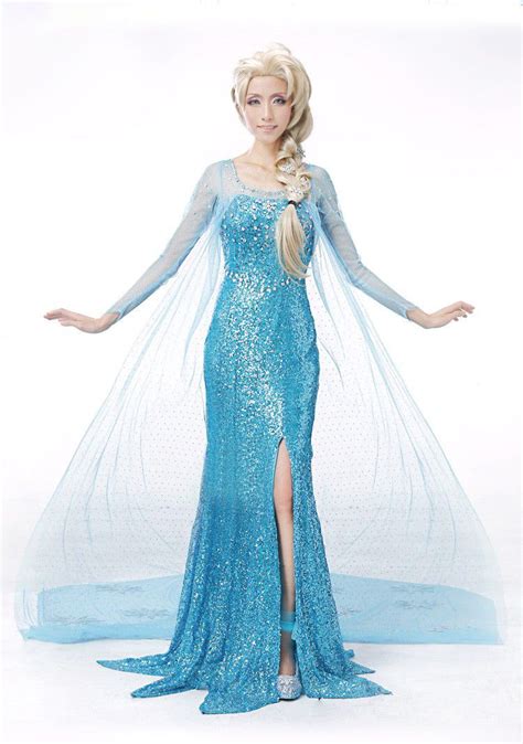 Frozen Elsa Cosplay Costume Snow Queen Blue Dress Elsa Fancy Dress