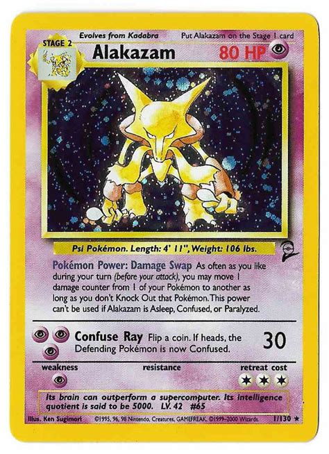Check spelling or type a new query. 1999 Pokemon Card Pokemon Card Alakazam 1/130 Holo Rare ...