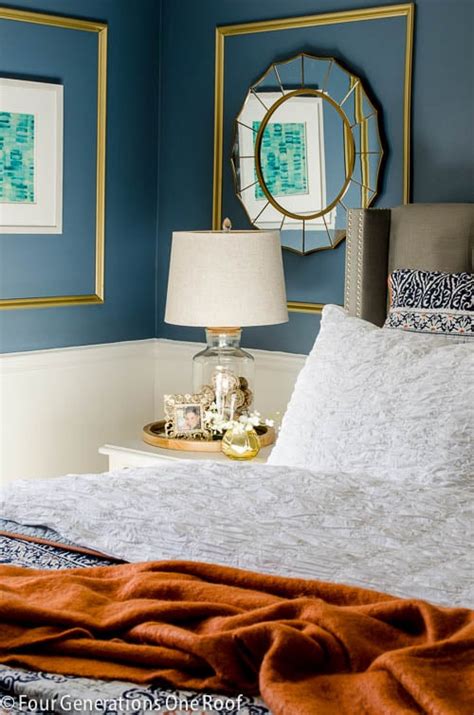 Gorgeous Navy Blue Gold Master Bedroom Makeover Four Generations