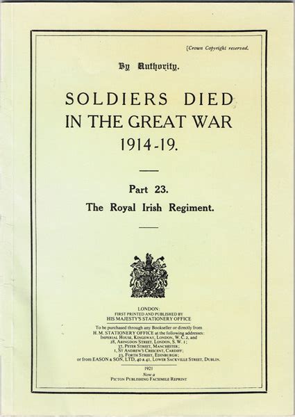 Soldiers Died In The Great War 1914 19 At Whytes Auctions Whytes